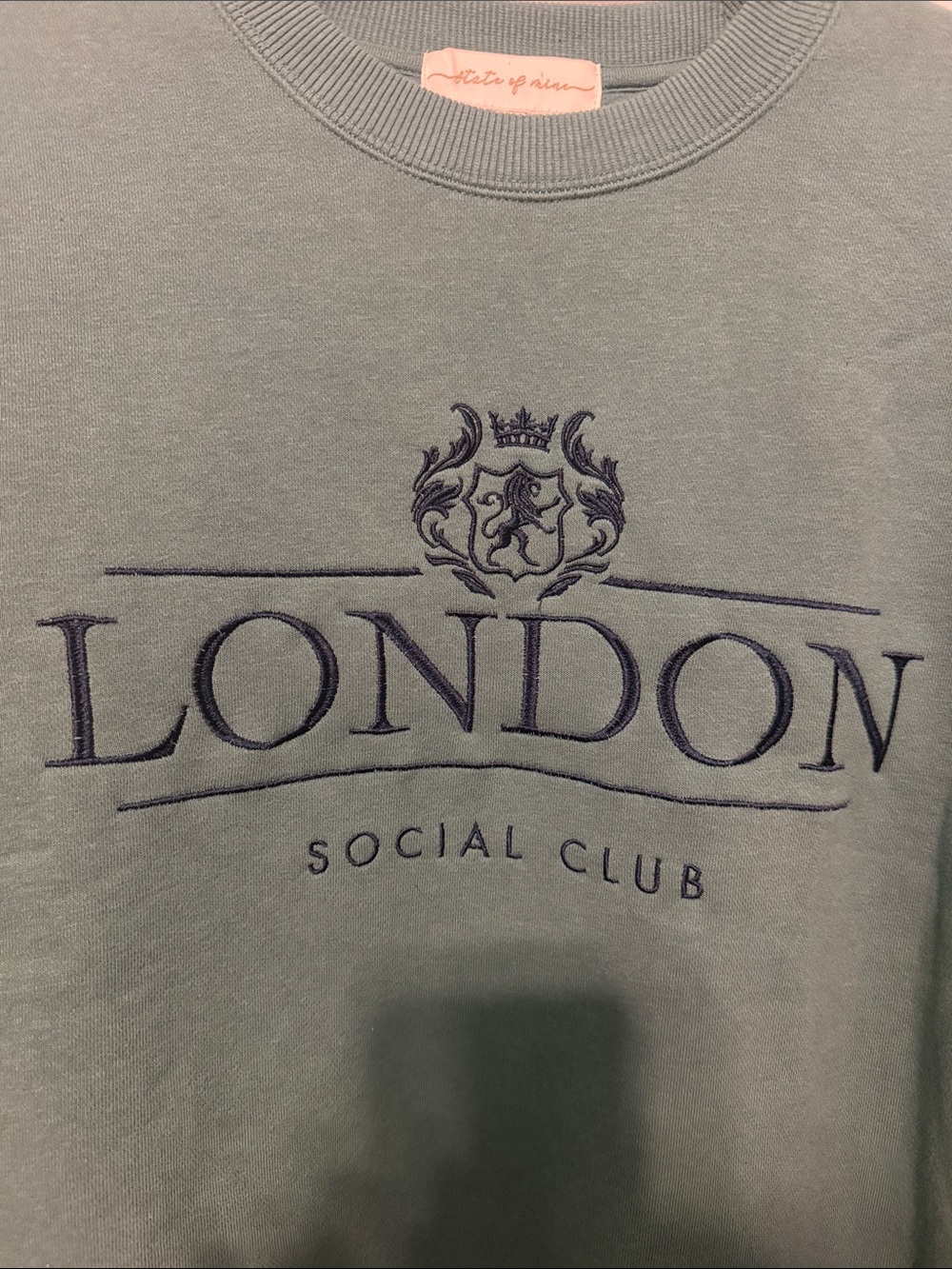 London Social Club Embroidered Crewneck Sweatshirt - Teal Green - Picture 5 of 5